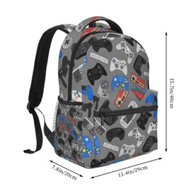 Fiokroo Video Game Controller Grey Background Backpack School Bag For Students Teens Men Women Laptop Backpacks Travel Daypack Bag With Multiple Pockets