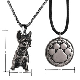 YWZDS French Bulldogs Necklace - Dog Paw Print Pendant Stainless Steel - Pet Dog Lovers Jewelry Gift, standard, Stainless Steel, No Gemstone