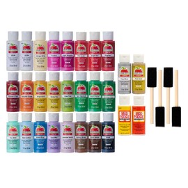 Apple Barrel, PROMOABMP22 - Juego de pintura acrílica navideña, 32 piezas, 26 pinturas de Apple Barrel y 2 selladores acrílicos Mod Podge y 4 pinceles