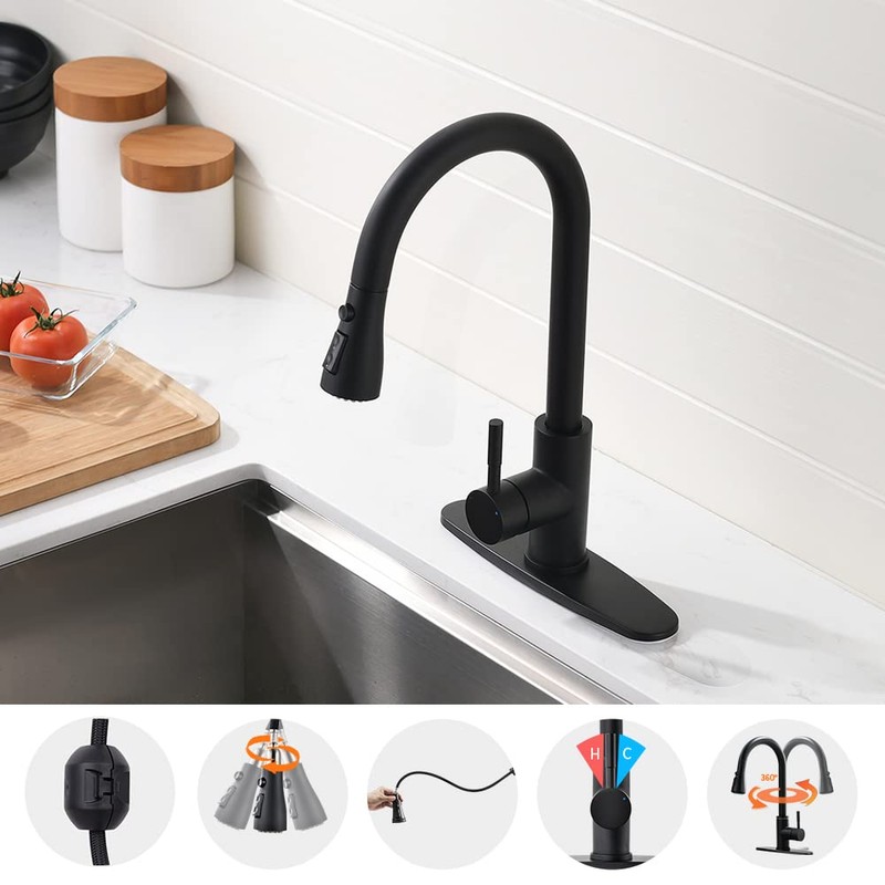 Black Kitchen Faucets with Pull Down Sprayer Kitchen Sink Faucet