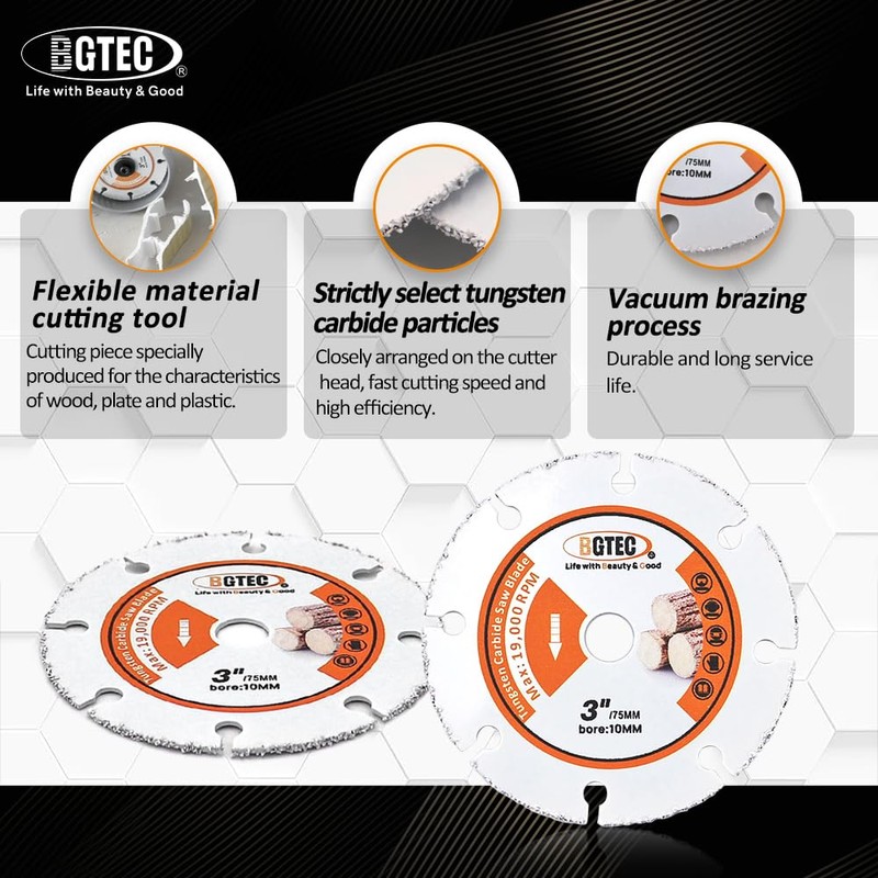 BGTEC Circular Saw Blade - 4PCS 3" Cutting Dics Arbor