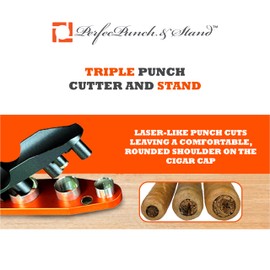 Perfec - PerfecPunch & Stand - Triple-Punch Cigar Cutter and Cigar Stand, Sharp Cigar Punch Blades and Stable Cigar Stand, Multifunctional Cigar Punch Tool