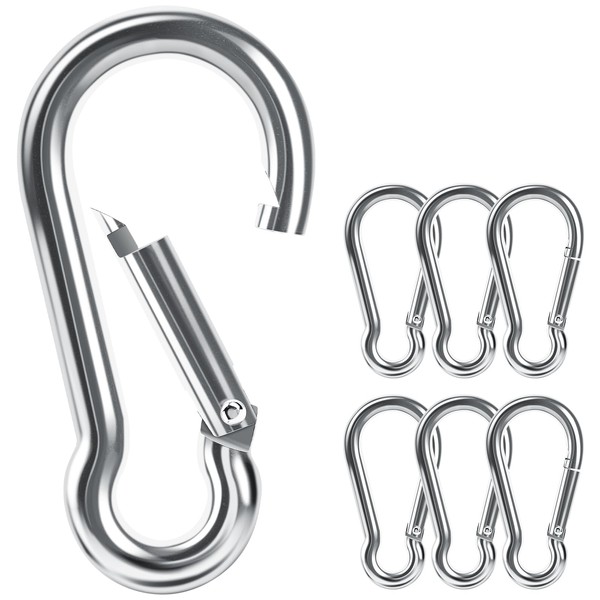 Caianwin Pack of 6 Carabiner Hooks, M8 x 80 mm