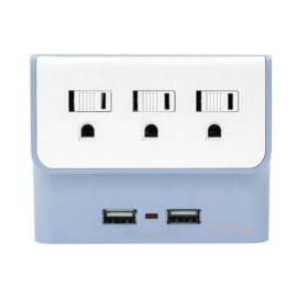 iHome New iHome Trio Multi Charge Power Adapter (Charge 2 USB & 3 AC) Blue IH-CT622WN
