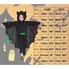 Fairycece Kids Bat Costume for Boys Wings Vampire Toddler Little Girl 2T