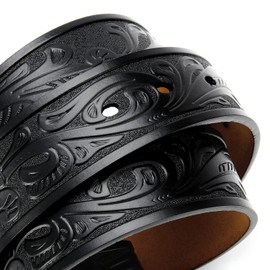 Ssumday Western Cowboy Black Style Belts for Men Women Female Girl Ladies Cowgirl Belt Jeans Pants without Buckle(NZYHBK-XL)