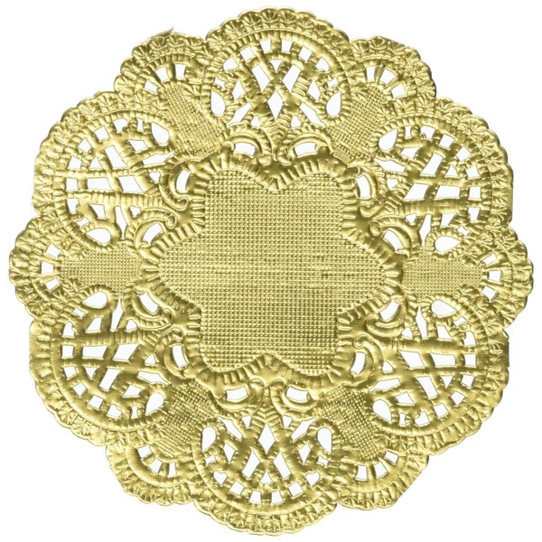 Prima Marketing Paper Doilies 4-inch 100/Pkg-Round Gold, Other, Multicoloured, 0.63 x 10.79 x 15.24 cm