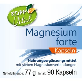 KOPP Vital® Magnesium forte | 1 x 90 Kapseln | 77 g | jetzt mit sieben Magnesium-Verbindungen | Vegan | Magnesiumversorgung | Reinsubstanzen-Prinzip | Apothekenqualität