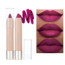 Matte Lipstick Lipliner 2 in 1 Set, Rose Purple Lipsticks, Cherry Lip Stick Long Lasting Color, Smooth Waterproof Lip Liner, High Pigmented Lip Pencil Set, Gift for Women