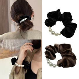 Hair Elastic Scrunchie Velour Ribbon, Set of 2, Hair Accessories, Small Face, Cute, Elegant, Autumn/Winter, Adult, Stylish, Ladies, Weddings, After-party, Graduation Ceremony, Kindergarten Entrance