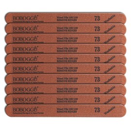 BOBOGGU 73 Korean Professional Wooden Nail Files 10PCS Double Sided Emery Board (150/150 Grit) Reusable Washable Durable Suitable for All Kind of Nails, Brown Color