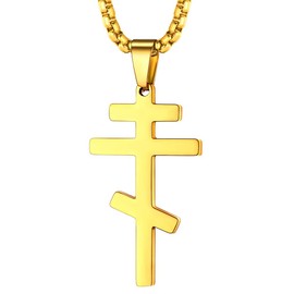 FaithHeart Orthodox Cross Necklace for Men and Women, Punk Necklace with Cross of the Orthodox, Stainless Steel/925 Orthodox Cross, Chain with Pendant for Orthodox Christians, Stainless Steel, No