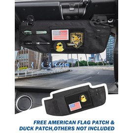 JOYTUTUS Sun Visor Organizer Compatible with 2018-2025 Wrangler JL & Gladiator JT Passenger's Side, Front Tactical Visor Storage Cover Molle Webbing Visor Storage Holder Pouch, Multi-Pocket Net Zipper