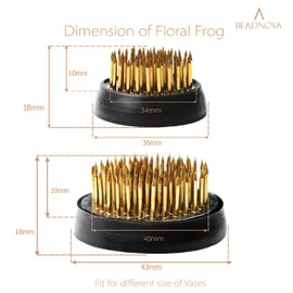BEADNOVA Flower Frog Ikebana Kenzan with Rubber Gasket Floral Frog for Arrangements Ikebana Vase (1.3 Inch/34mm, 1.6 Inch/40mm, Mix Size 2pcs)