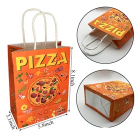 Pizza Party Paper Gift Bags Decorations Pizza Birthday Party Favors Pizza Candy Goodie Treat Bags for Pizza Themed Baby Shower Party - Set of 12