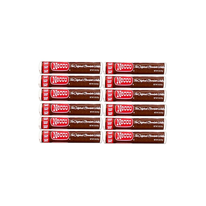 Necco Wafers Original Chocolate Flavored Hard Candy Rolls Bundle of