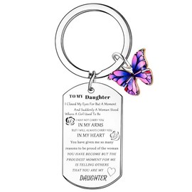 Daughter Keyring Daughter Adult Gifts for Daughter Christmas Birthday Gifts from Dad Mom Butterfly Charm Keyring Gifts Daughter Inspirational Gifts Proud Of Gifts I Love You Gifts for Daughter Present