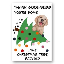 Second Ave Funny Dog Christmas Tree Fainted Xmas Holiday Festive Greetings Card