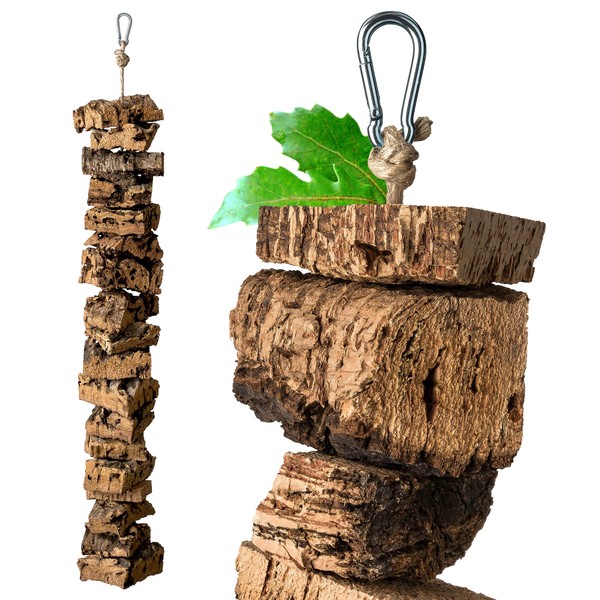 Necklace for nibbling made of cork bark, 60 cm, toy