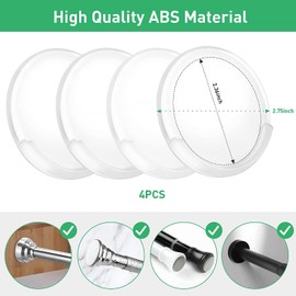 Adhesive Shower Curtain Rod Holder,No Slippage Wall Mount Retainer of Shower Rod for bathroom,Heavy Duty Tension Rod brackets No Drilling(Shower Curtain Rod Not Included) (4 Pack)