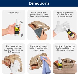 TOFL Baseball Glove Leather Cleaner | Glove Cleaner for All Types of Baseball Gloves & Softball Gloves, Baseball Mitts, Catchers Glove and Other Leather Sports Equipment | 4.0 oz. Bottle