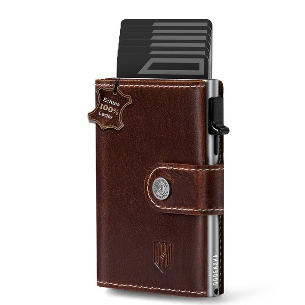 DODENSHA Slim Wallet with Coin Compartment, Men's Wallet with Button,