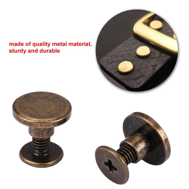 Pack of 20 Bronze Leather Rivets, Full Copper Flat Head