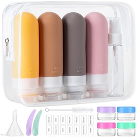 16pack Travel Bottles for Toiletries, TSA Approved LeakProof Squeezable  Toiletry Containers for Shampoo, Conditioner, 3oz Portable Refillable Traveling Size Liquid Containers (16Pcs/Apricot) - Color: 16PCS/Purple