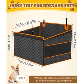 EPN Dog Car Seat for Large Dogs, Foldable Pet Car Seat with Waterproof Oxford Fabric, Non-Slip Bottom, Reinforced Support & Storage Pockets, Ideal Dog Car Seat for Road Trips