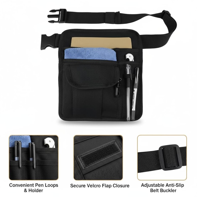 Professional Cleaning Apron with 5 Pockets and Adjustable Waist Belt,