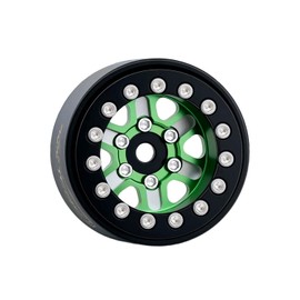 TCRC 4PCS Aluminum Deep Dish 1.0 Inch Beadlock Wheels Hubs for Axial SCX24 Traxxas TRX4M FCX24 Redcat Ascent-18 HPI,Green