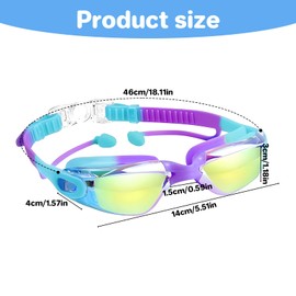 2 Pcs Kids Swim Goggles Acessories Set, Including 2 Swimming Goggles, 2 Nose Clip and 6 Bridge of the Nose Anti Fog Goggle Suitable for Kids Youth Teens Age 8-14