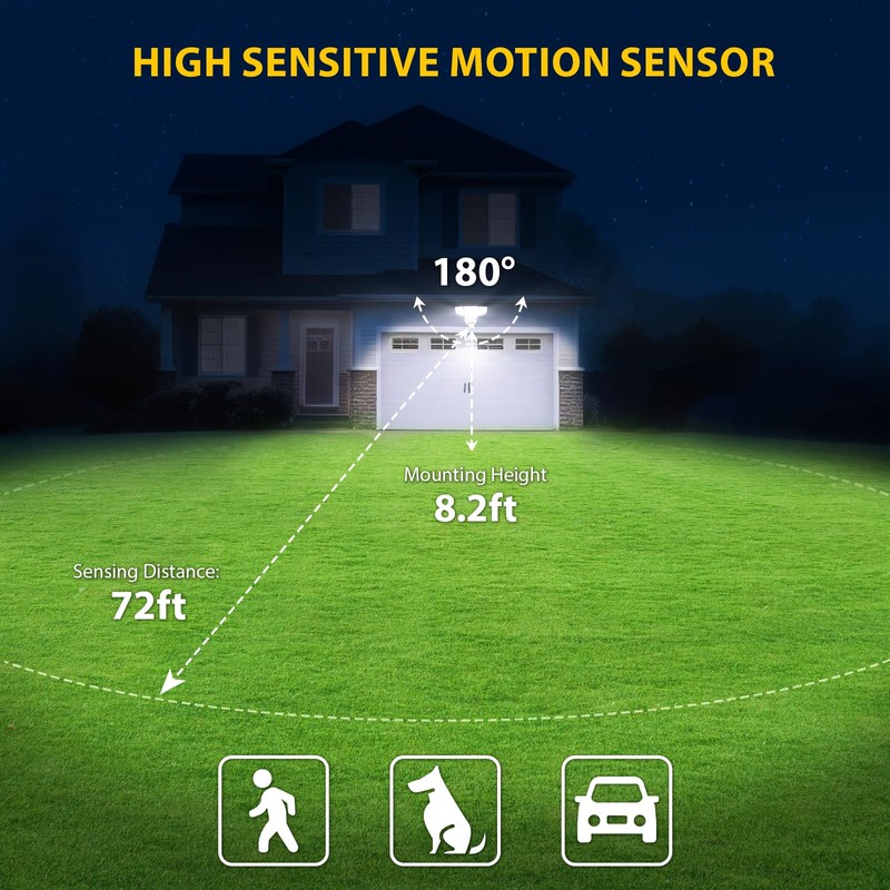 90W 10000LM LED Security Lights Motion Sensor Outdoor Lights, 4