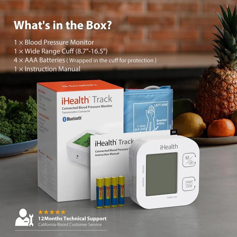 iHealth Track Smart Upper Arm Blood Pressure Monitor with Wide