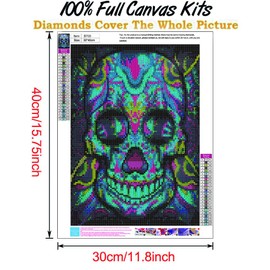 Diamond Painting Kits with Tools, Meecaa Skeleton Skull DIY 5D Full Drill Cross Stitch Diamond Mosaic Art Crafts 30x40cm (Skeleton)