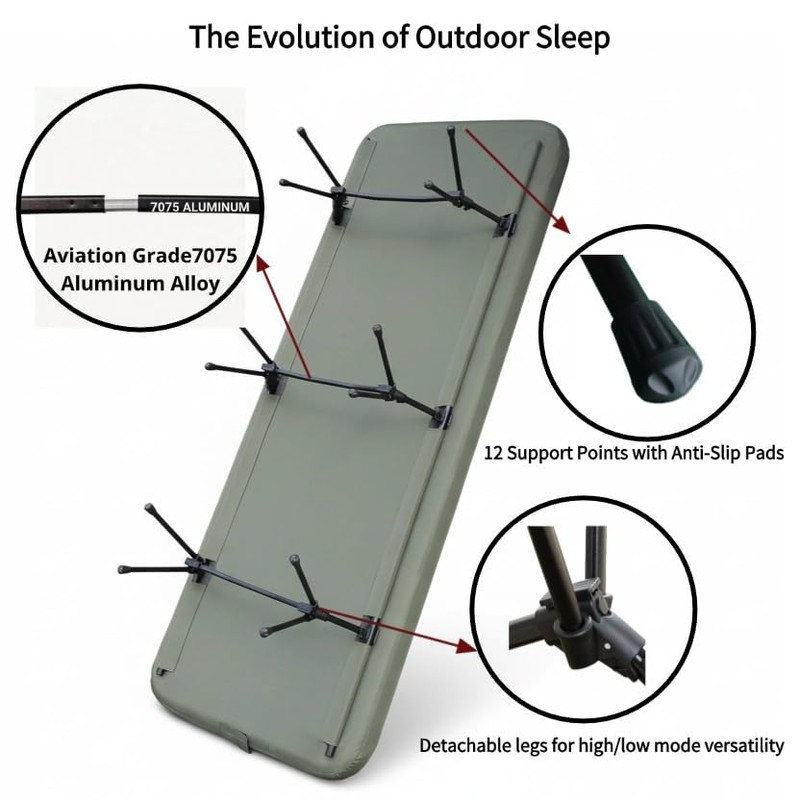 Inflatable Camping Cot, with Sleeping Pad 76"x26"