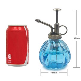 Plant Mister, Ebristar 6.5" Tall Vintage Style Decorative Glass Water Spray Bottle with Top Pump Small Watering Can (Blue)