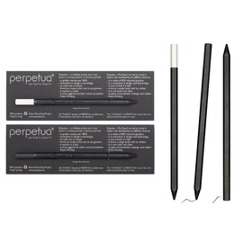 Perpetua Set of 2 White and Black Pencils - Lapis Hb Recycled Graphite with Built-in Eraser - Almost Infinite Pencil for Professional and Artistic Drawing -