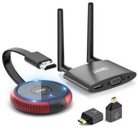 AIMIBO Wireless HDMI Transmitter and Receiver 4K, 5.8G Wireless HDMI Extender, Plug & Play, Vga & HDMI Dual Monitor, 165FT Wireless Stable Transmission for Education/Lives/Meetings/HomeTheater/Party