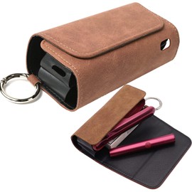 IQOS Compatible Case for IQOS Compatible Ilma Case, PU Leather, Suede Style, Carabiner Included, Protective Case for IQOS Ilma, Heat Stick Storage, Magnetic, Full Protection, Braun, Casual