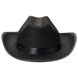 Edhomenn Kids Cowboy Hats, Wide Brim Western Cowgirl Hat with Adjustable Strap, Cowgirl Costume Accessories (02 Black, One Size)