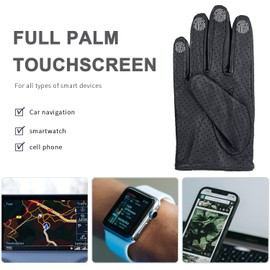 Zjjseloru Mens Genuine Lambskin Leather Driving Gloves Unlined, Touchscreen, Black, M