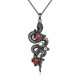 Feijiesi Snake Necklace for Women 925 Sterling Silver Gothic Snake Pendant Necklace Gothic Jewelry Gifts for Women