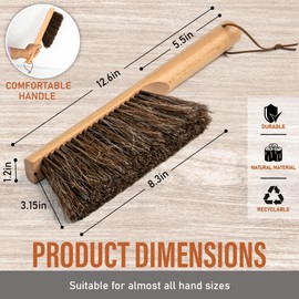 Takavu Counter Brush, Bench Brush, Large Dustpan Brush with Beech Wood Handle & Horsehair Bristles Duster, Big Dust Brush for Cleaning Counter, Bench, Furniture, Drafting, Curtains, Bed, Sofa