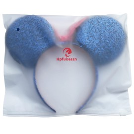 Hpfulseazn Women Girls Decoration Mouse Ears Headbands Sequin Glitter Bow Hairband for Cosplay Costume Birthday Party(Blue/Red)