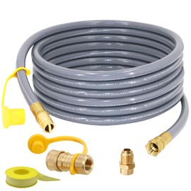 24 Feet 1/2-Inch ID Natural Gas Hose with Quick Connect Fitting for weber, charbroi, Grill, Pizza Oven, Patio Heater and More NG Appliance, Propane to Natural Gas Conversion Kit - CSA Certified