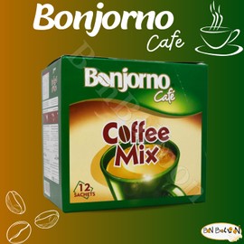 Bonjorno Cafe Coffee Mix (1 Pack = 12 Sachets x 0.42 oz / 12 gm - Total = 5.08 oz / 144 gm) 2 In 1 With Instant Coffee & Creamer Egyptian Egypt Kosher Halal كوفي ميكس