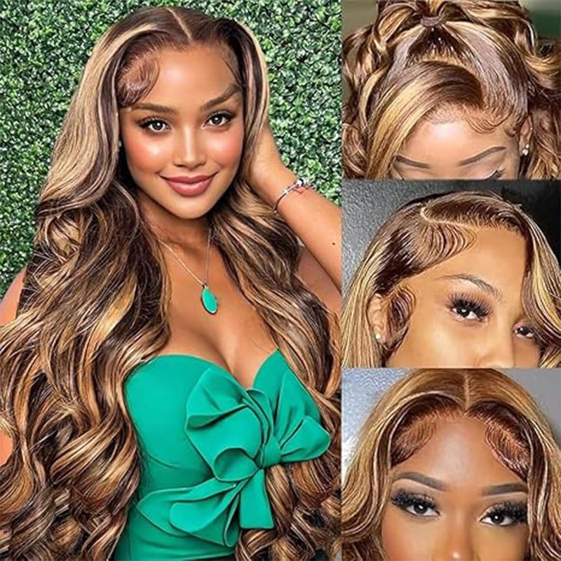 Tuheerst Blonde Human Hair Wig Body Wave Echthaar Perücke Damen