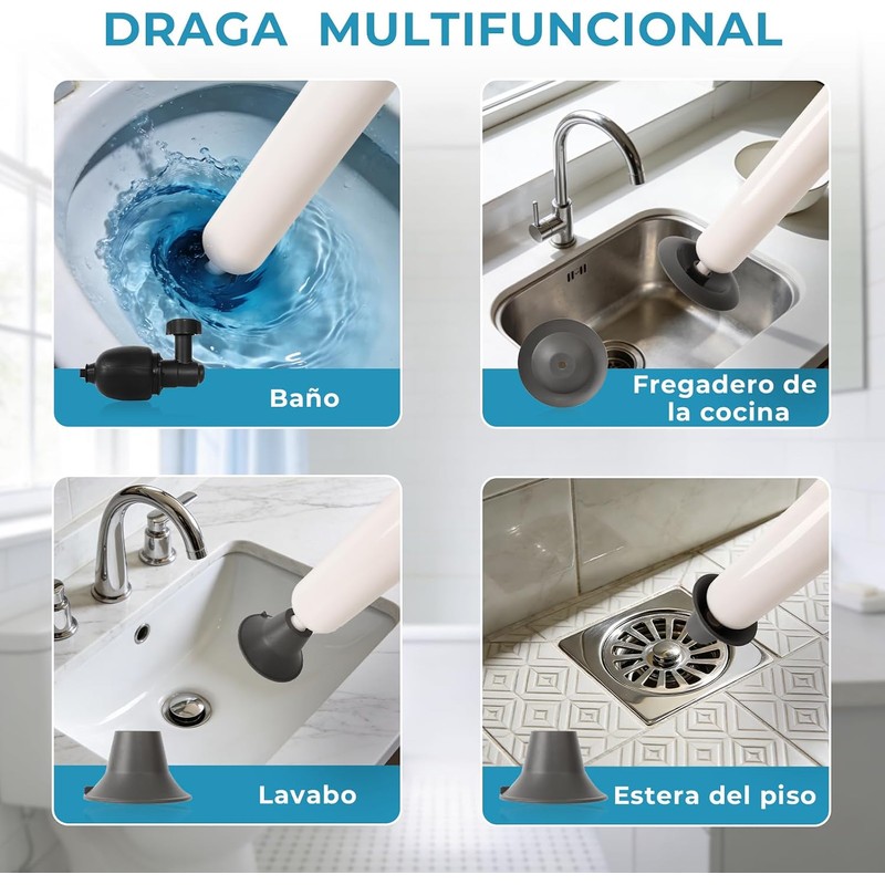 ASVEL Desatascos de Inodoro Kit 6 In 1,Destapador de Inodoros