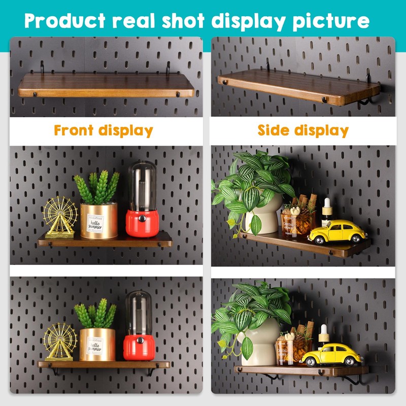 SEMPOMA 2 Pack Walnut Color Pegboard Shelf, Pegboard Accessories, Wooden